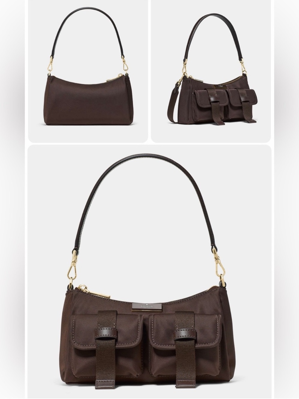 NWT kate spade Chocolate Brown / hot fudge color Shoulder Bag with Front Pockets